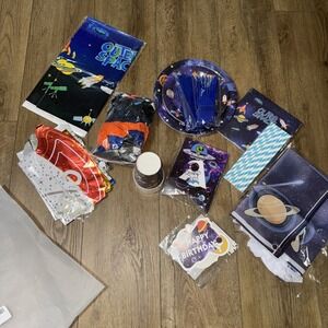 Outer Space Theme Birthday Party Decorations Happy Birthday Banner Balloons T...